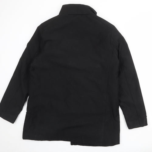 Uniqlo Mens Black Overcoat Coat Size M Zip