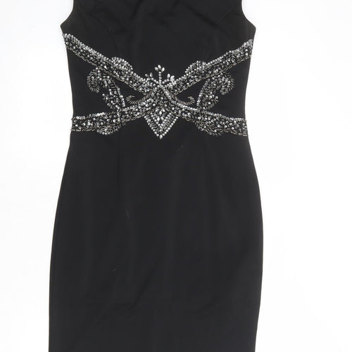 Little Mistress Womens Black Polyester Shift Size 12 Round Neck Zip