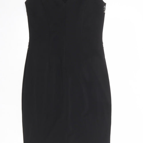 Little Mistress Womens Black Polyester Shift Size 12 Round Neck Zip
