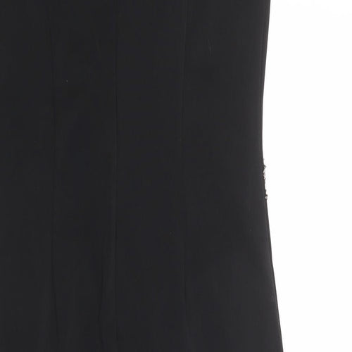 Little Mistress Womens Black Polyester Shift Size 12 Round Neck Zip