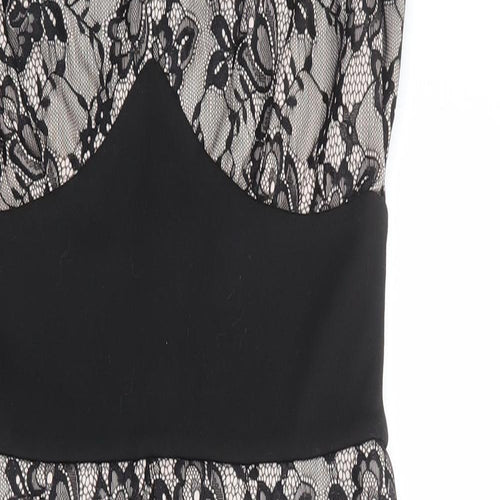 Joe Browns Womens Black Floral Polyester A-Line Size 12 V-Neck Zip