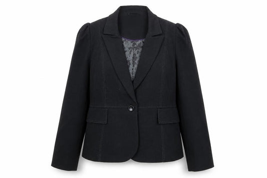 Front view of BHS women’s grey polyester jacket blazer, size UK 16