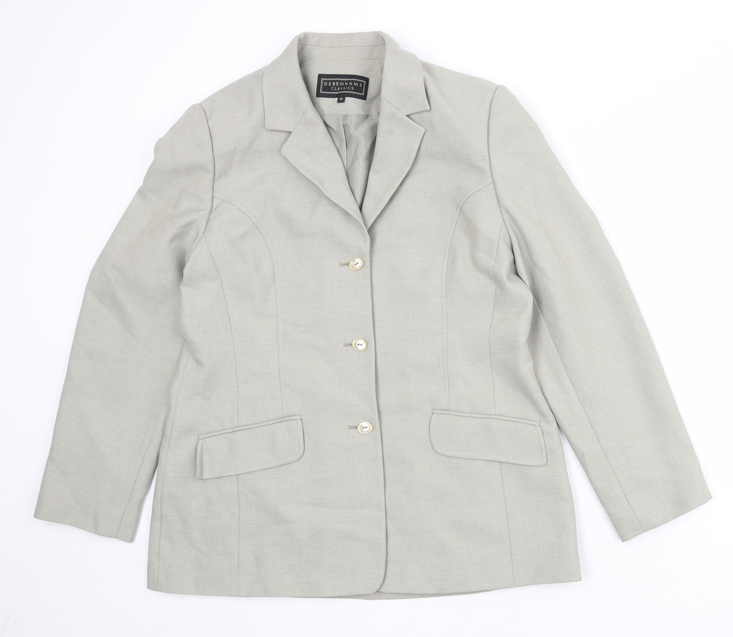 Debenhams Womens Grey Polyester Jacket Blazer Size 14