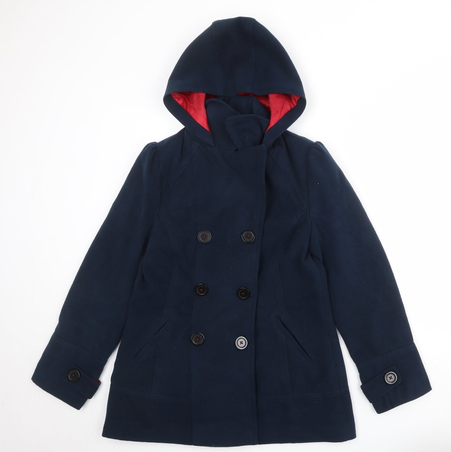 New Look Womens Blue Pea Coat Coat Size 14 Button