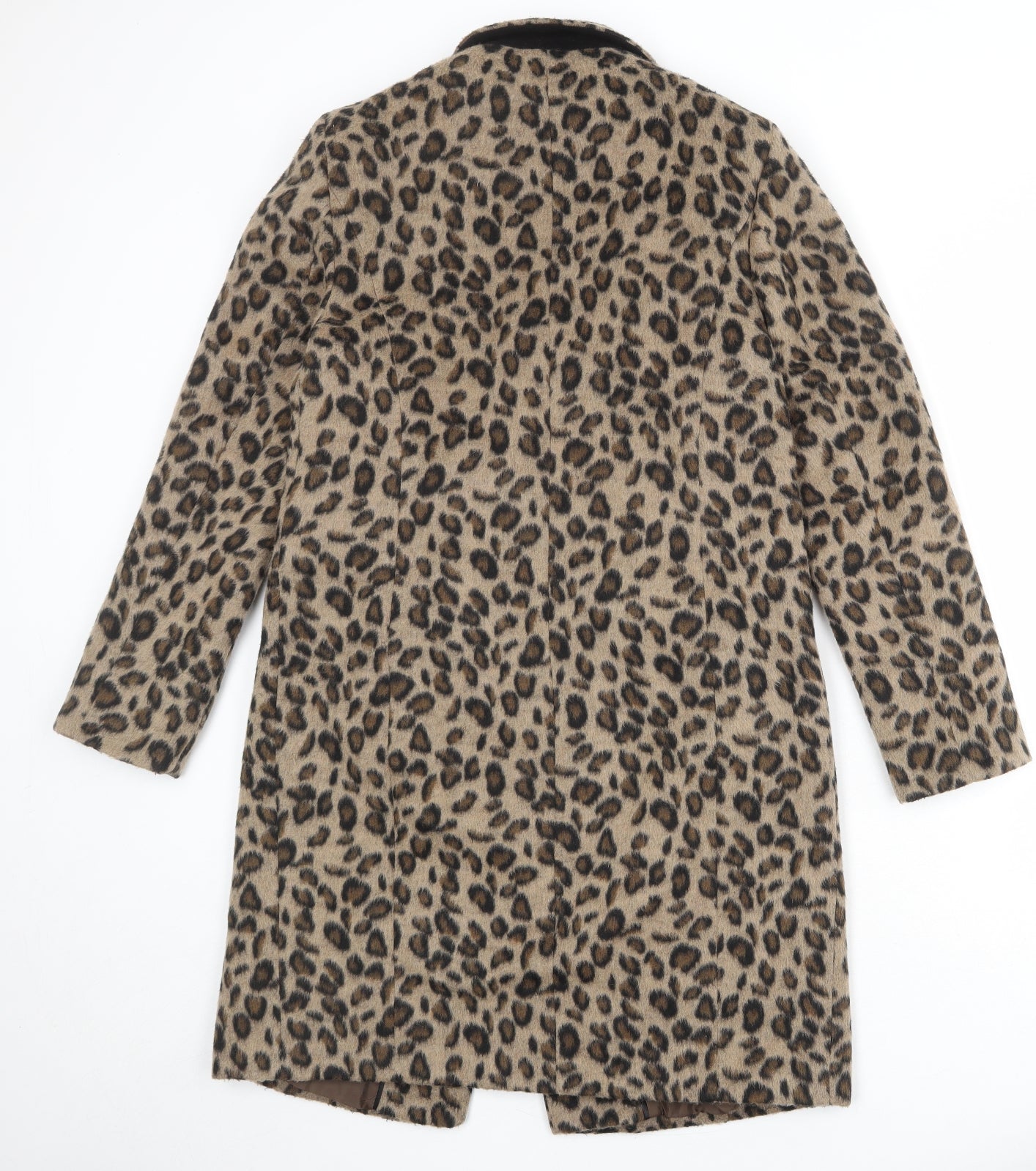 Marks and Spencer Womens Brown Animal Print Overcoat Coat Size 10 Snap - Leopard Print