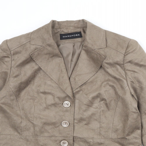 Wardrobe Womens Brown Jacket Blazer Size 14 Button