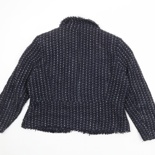 Minuet Womens Blue Geometric Jacket Blazer Size 20 Button
