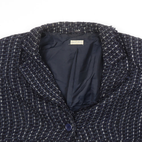Minuet Womens Blue Geometric Jacket Blazer Size 20 Button