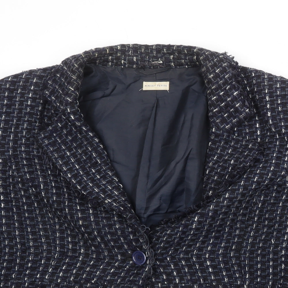 Minuet Womens Blue Geometric Jacket Blazer Size 20 Button