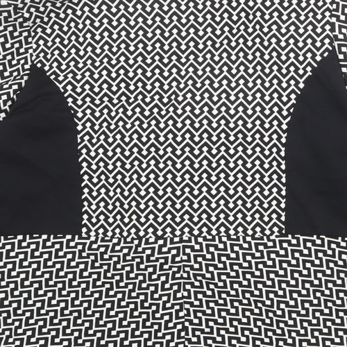Klass Womens Black Geometric Jacket Blazer Size 14 Button