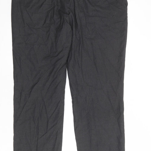 Moss Mens Grey Polyester Dress Pants Trousers Size 42 in Regular Zip