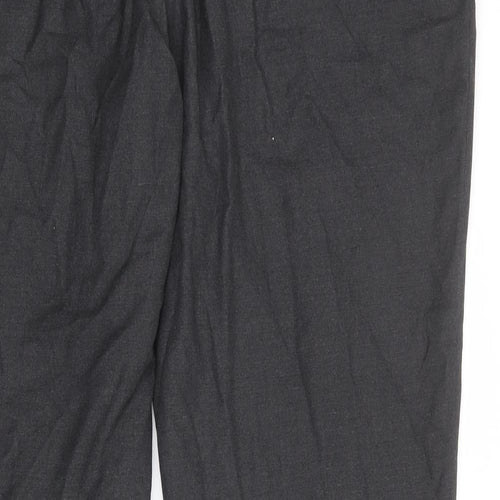 Moss Mens Grey Polyester Dress Pants Trousers Size 42 in Regular Zip