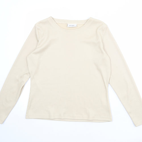 Principles Womens Beige Polyester Basic T-Shirt Size 14 Round Neck