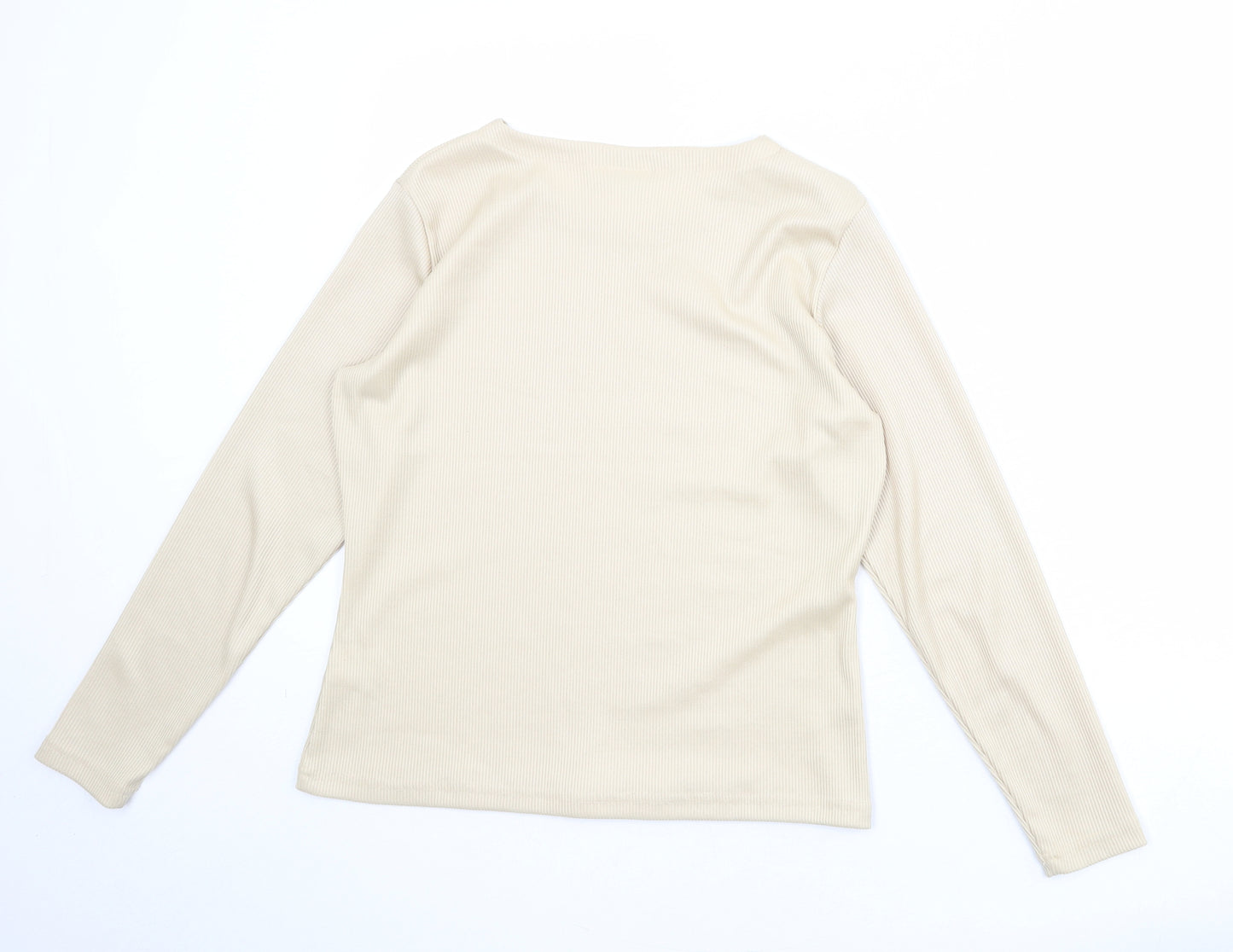 Principles Womens Beige Polyester Basic T-Shirt Size 14 Round Neck