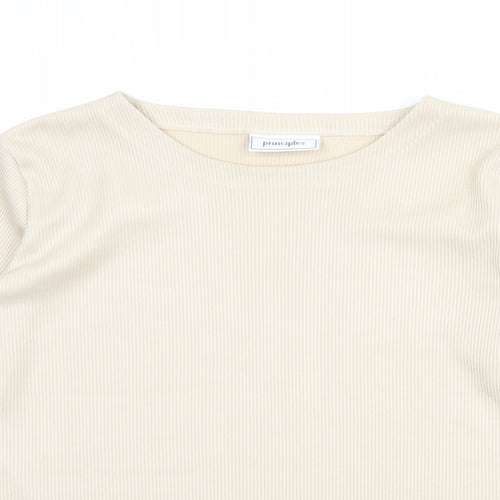Principles Womens Beige Polyester Basic T-Shirt Size 14 Round Neck
