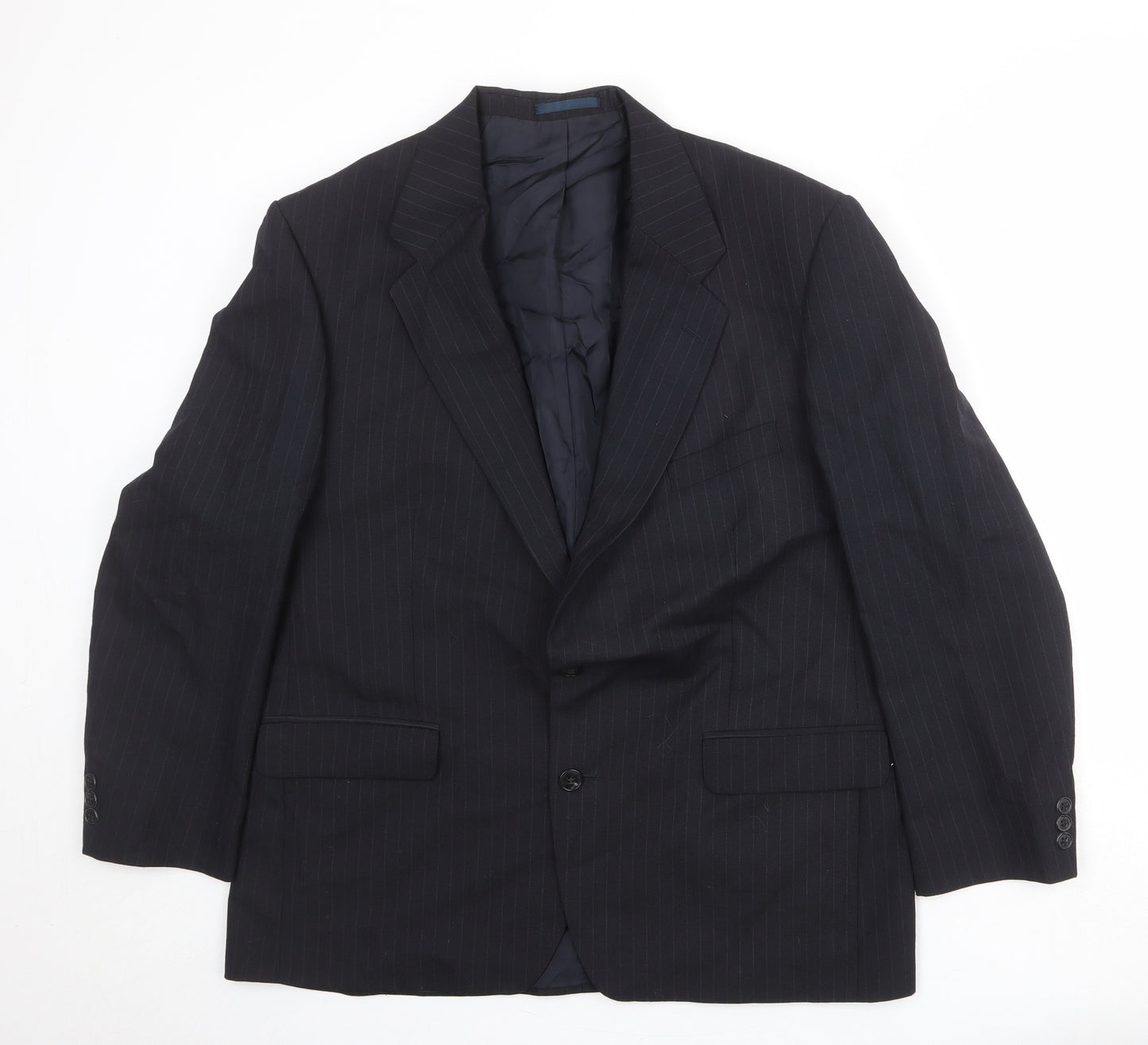 St Michael Mens Black Striped Polyester Jacket Suit Jacket Size 44 Regular