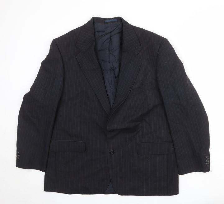 St Michael Mens Black Striped Polyester Jacket Suit Jacket Size 44 Regular