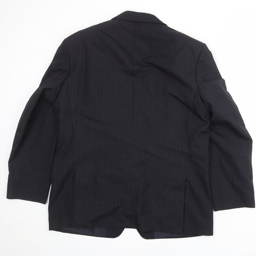 St Michael Mens Black Striped Polyester Jacket Suit Jacket Size 44 Regular