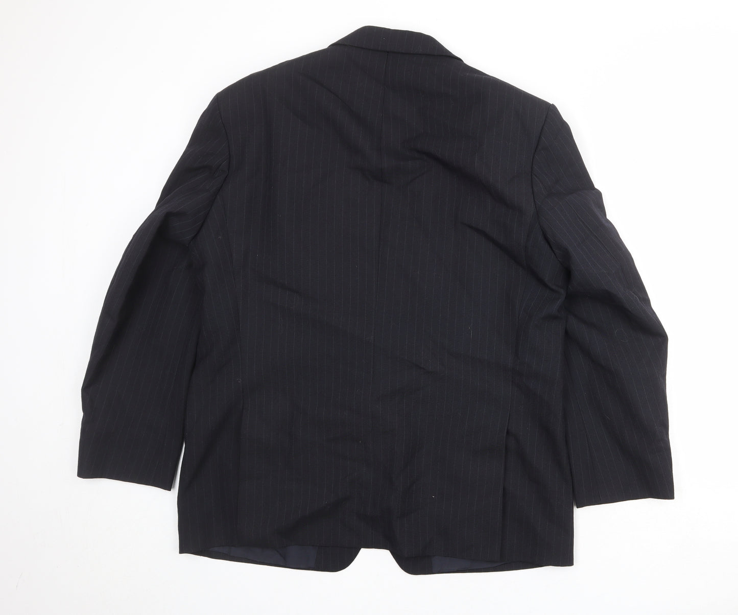 St Michael Mens Black Striped Polyester Jacket Suit Jacket Size 44 Regular