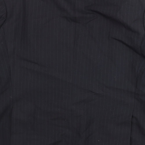 St Michael Mens Black Striped Polyester Jacket Suit Jacket Size 44 Regular