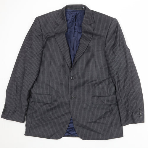 John Lewis Mens Grey Striped Wool Jacket Suit Jacket Size 42 Regular