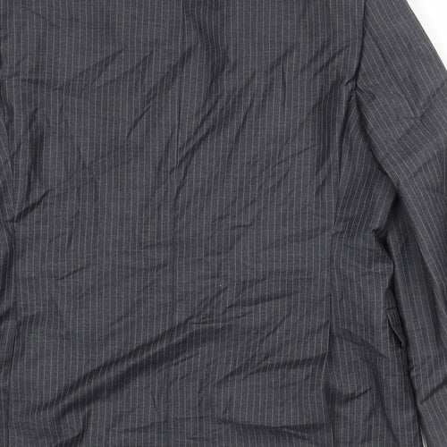 John Lewis Mens Grey Striped Wool Jacket Suit Jacket Size 42 Regular