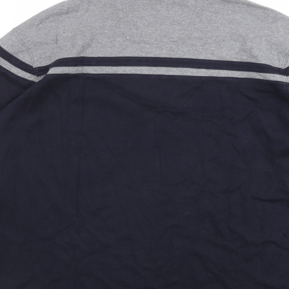 Blue Harbour Mens Blue Cotton Henley Sweatshirt Size XL