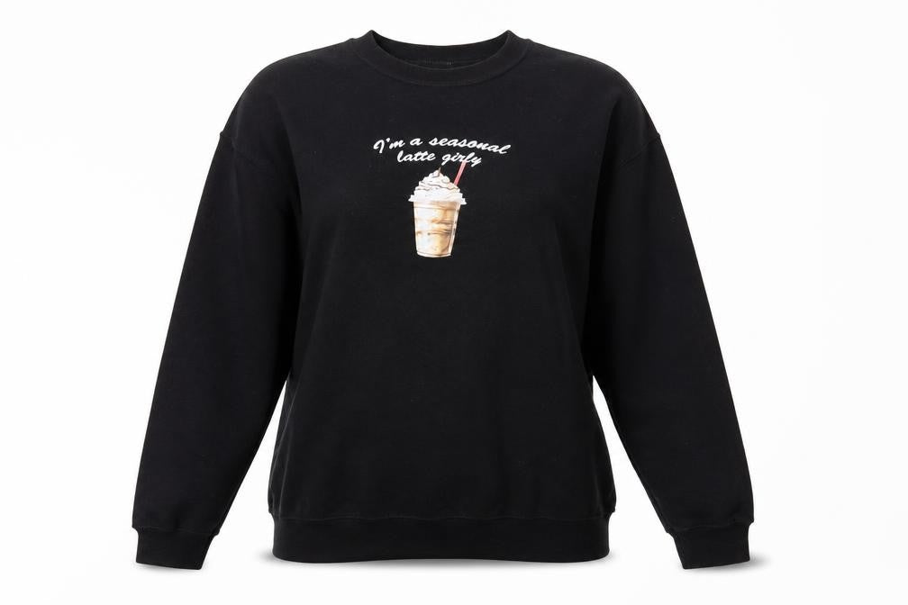 ASOS Womens Black Cotton Pullover Sweatshirt Size M Pullover - I'm A Seasonal Latte Girl