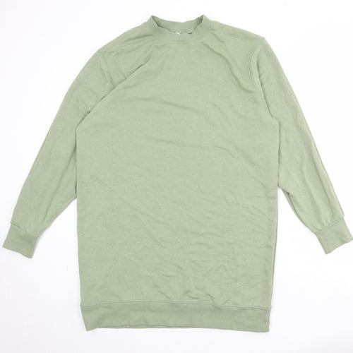 Divided by H&M Womens Green Cotton Jumper Dress Size M Round Neck Pullover