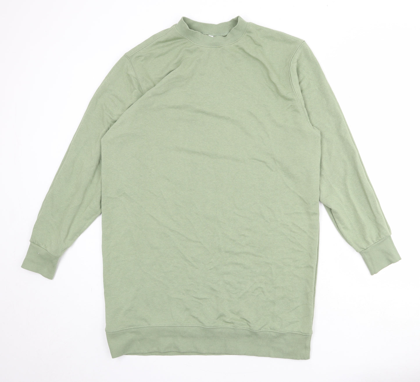 Divided by H&M Womens Green Cotton Jumper Dress Size M Round Neck Pullover