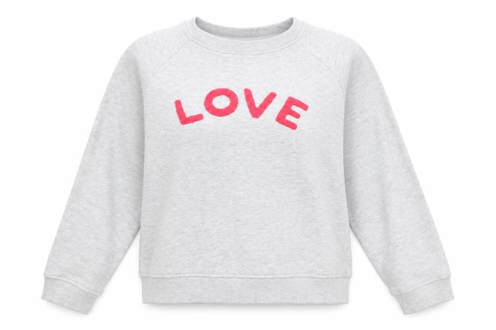 Front view of Nocozo women’s grey cotton pullover sweatshirt, size UK 10, pullover - love