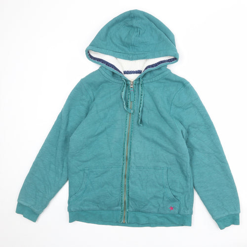 White Stuff Womens Green Cotton Full Zip Hoodie Size 12 Zip
