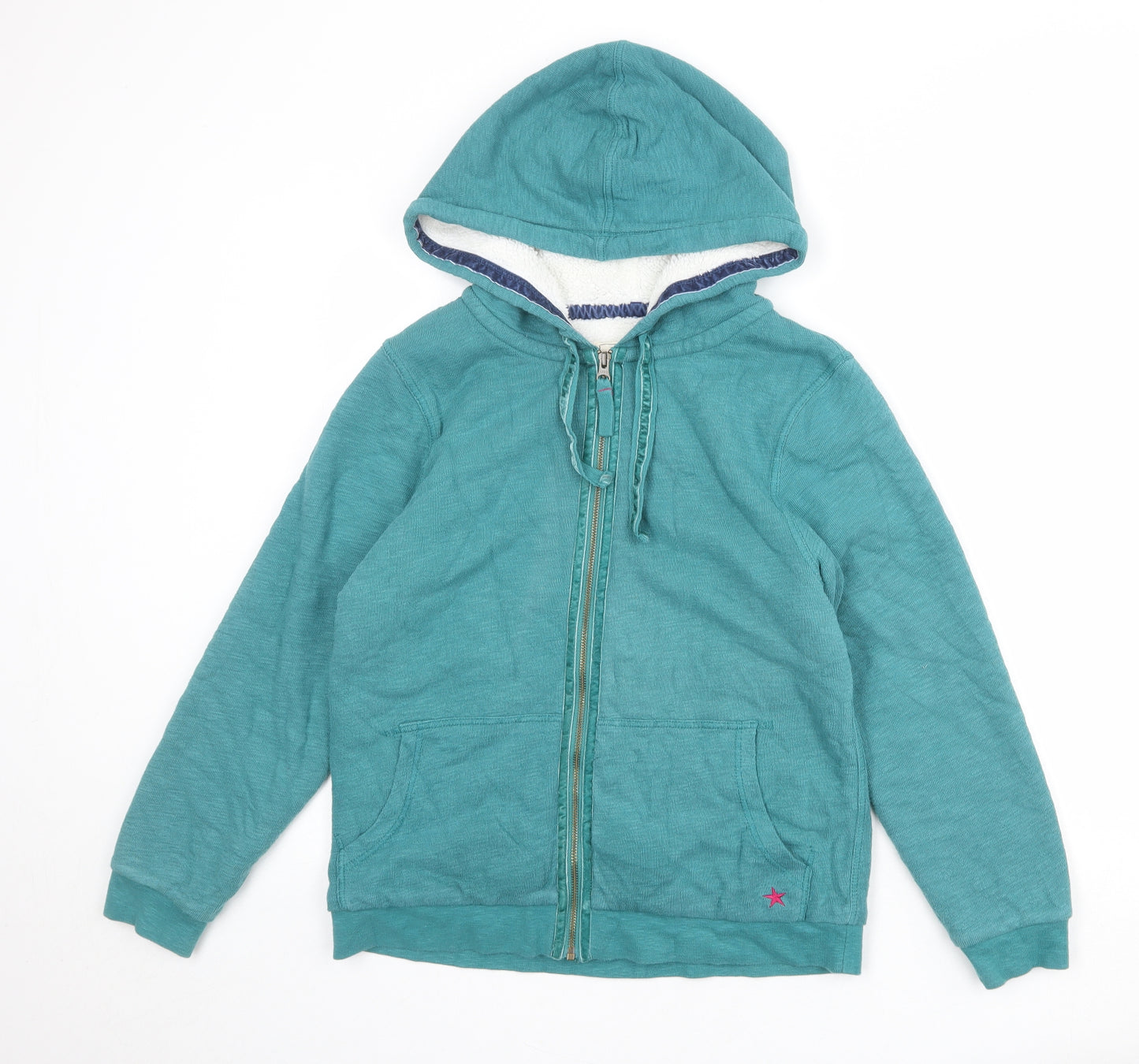 White Stuff Womens Green Cotton Full Zip Hoodie Size 12 Zip