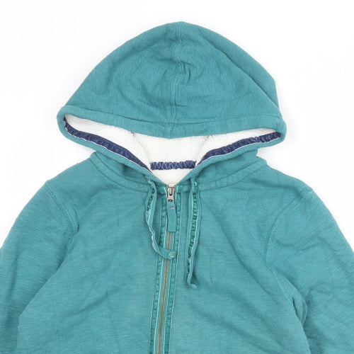 White Stuff Womens Green Cotton Full Zip Hoodie Size 12 Zip