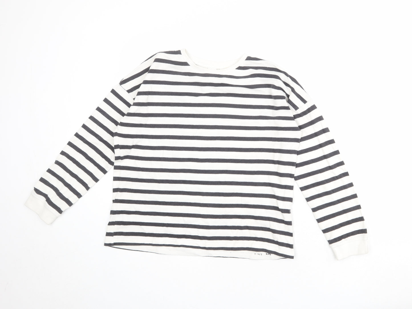 NEXT Girls White Striped 100% Cotton Pullover Sweatshirt Size 11 Years Pullover