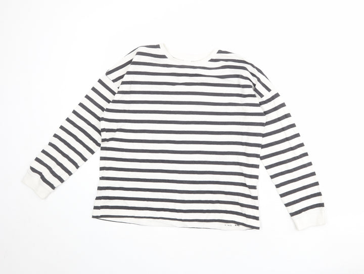 NEXT Girls White Striped 100% Cotton Pullover Sweatshirt Size 11 Years Pullover