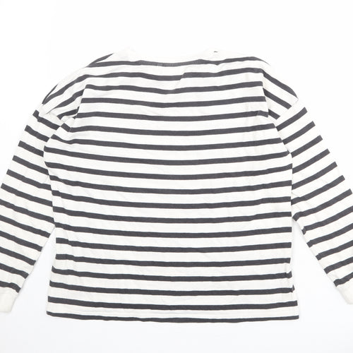 NEXT Girls White Striped 100% Cotton Pullover Sweatshirt Size 11 Years Pullover