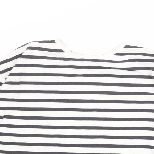 NEXT Girls White Striped 100% Cotton Pullover Sweatshirt Size 11 Years Pullover