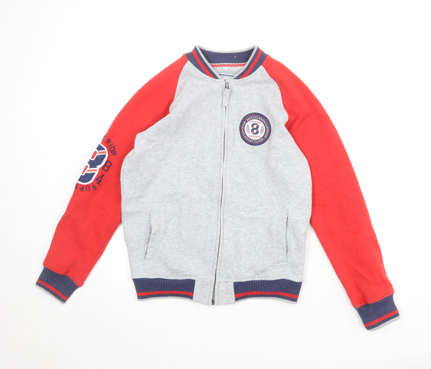 Marks and Spencer Boys Multicoloured Colourblock Cotton Full Zip Sweatshirt Size 11-12 Years Zip