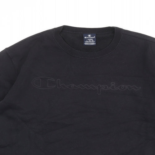 Champion Mens Black Cotton Pullover Sweatshirt Size L