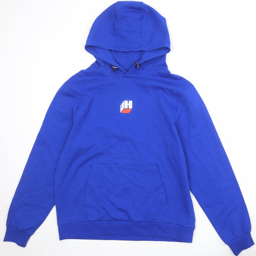 Unlike Humans Mens Blue Cotton Pullover Hoodie Size L