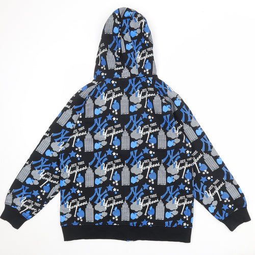 Major League Baseball Boys Black Geometric Cotton Full Zip Hoodie Size 12-13 Years Zip - New York