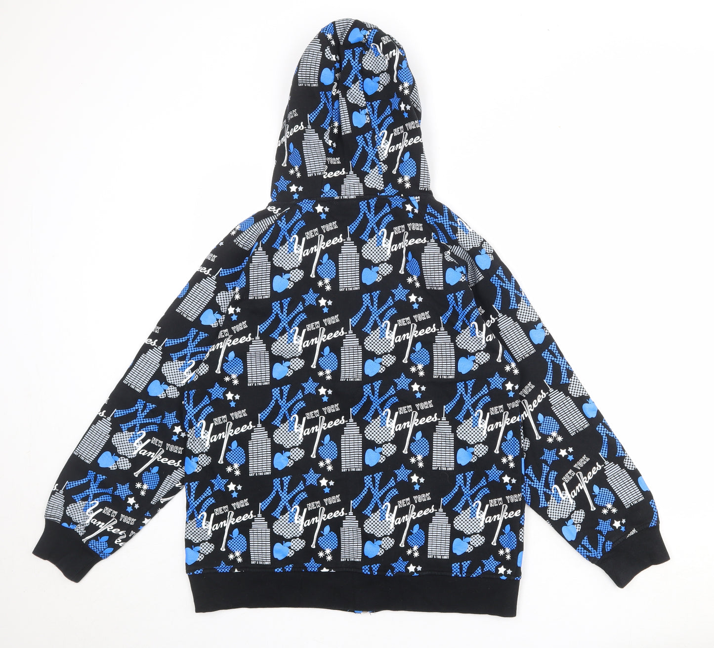 Major League Baseball Boys Black Geometric Cotton Full Zip Hoodie Size 12-13 Years Zip - New York