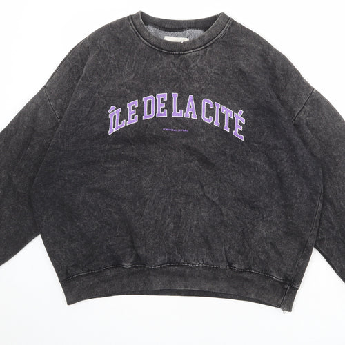 Pull&Bear Womens Grey Cotton Pullover Sweatshirt Size S Pullover - Île De La Cité