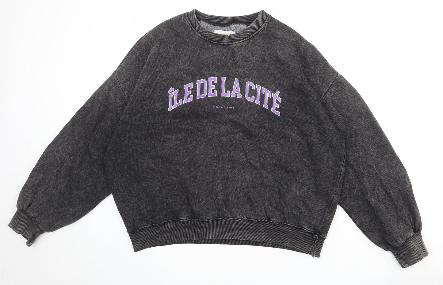 Pull&Bear Womens Grey Cotton Pullover Sweatshirt Size S Pullover - Île De La Cité