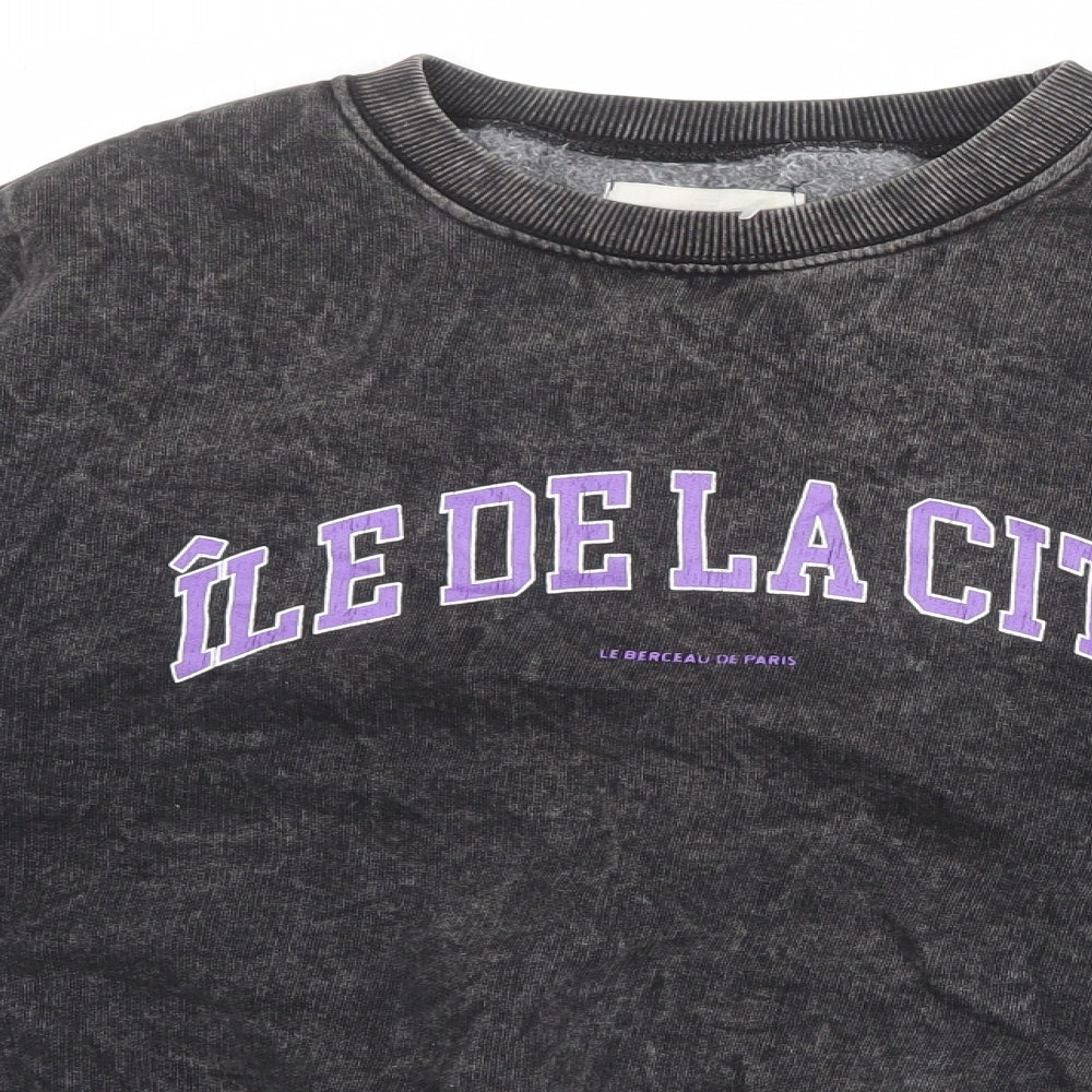 Pull&Bear Womens Grey Cotton Pullover Sweatshirt Size S Pullover - Île De La Cité