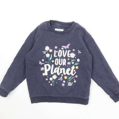 Fat Face Girls Blue Cotton Pullover Sweatshirt Size 7-8 Years Pullover - Love Our Planet