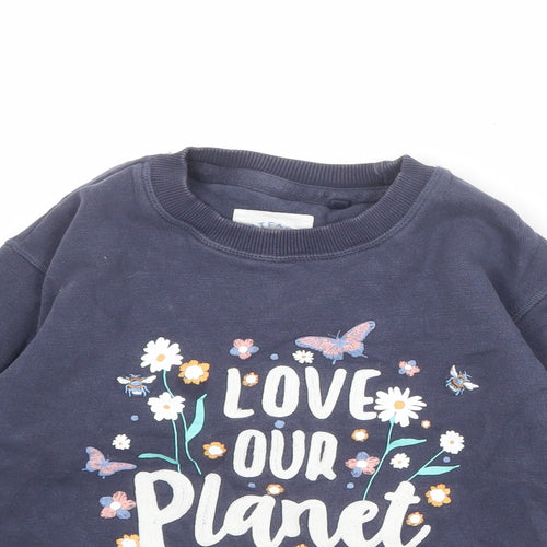 Fat Face Girls Blue Cotton Pullover Sweatshirt Size 7-8 Years Pullover - Love Our Planet