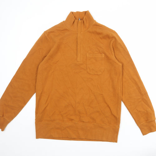 John Lewis Mens Orange Cotton Henley Sweatshirt Size S