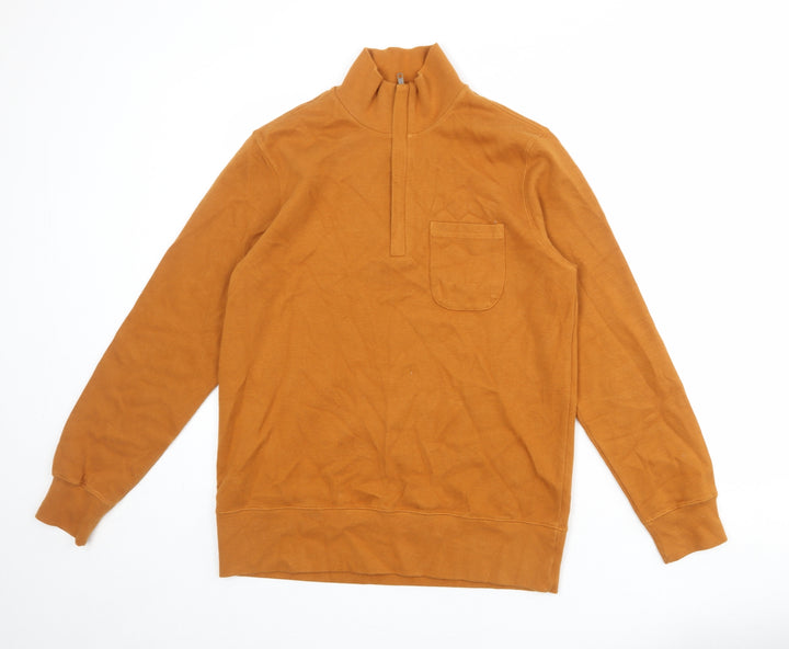 John Lewis Mens Orange Cotton Henley Sweatshirt Size S